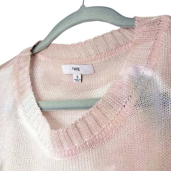 FATE Tie Dye Pink Gray Crew Neck Long Sleeve Light Pullover Sweater Women Sz S - Picture 5 of 6